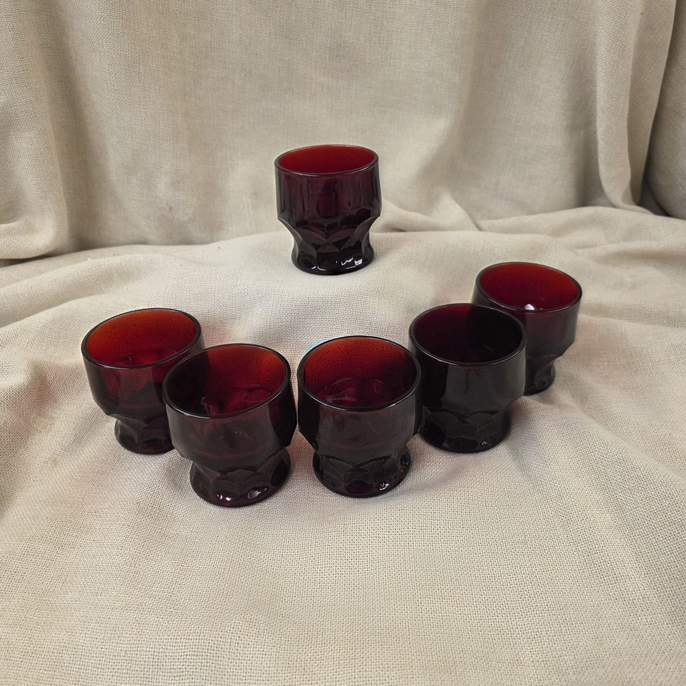 Set of 6 Vintage Viking Ruby Red Glass Tumblers
